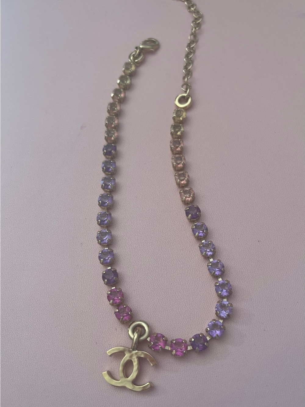 Chanel Modern Barbie Rhinestone Crystal CC Pendant Necklace